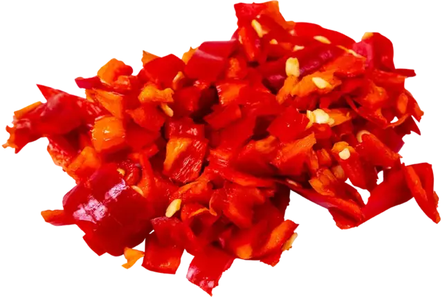 Pepers rood brunoise 5mm bak 1 kg